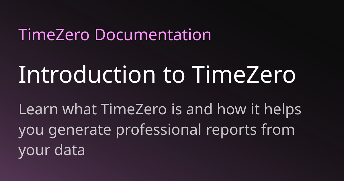Introduction to TimeZero